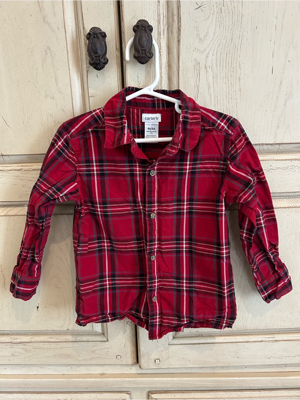 Carter's Red and Black Plaid Button-Down Shirt
